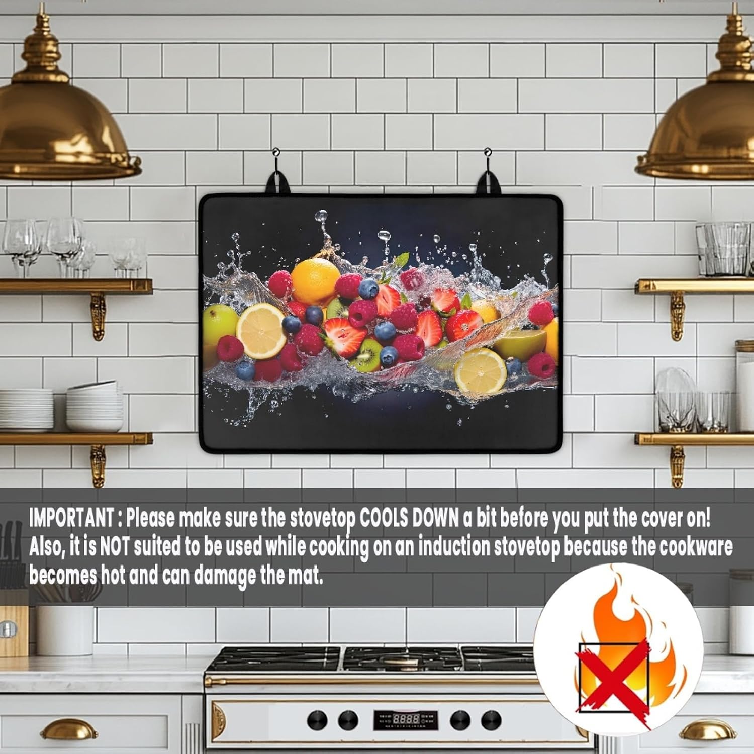 Colorful Mixed Fruit Splash Stove Top Cover for Electric Stoves image 4