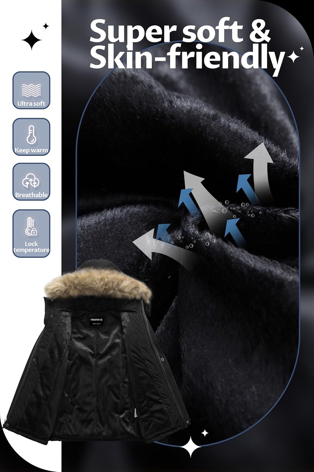 CREATMO US Boys' Waterproof Snow Coat Parka Windproof Winter Jacket With Detachable Fleece Hood - Image 3