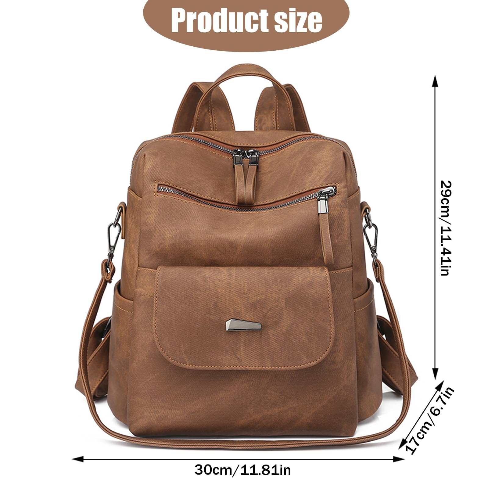 Mochila Impermeable de Cuero para Mujer, Bolso Mochila Antirrobo Mochilas Escolar Moda, Retro Bolsos Mochila para Mujer Casual Backpack, Mujer Mochila Monedero de Viaje Gran Capacidad