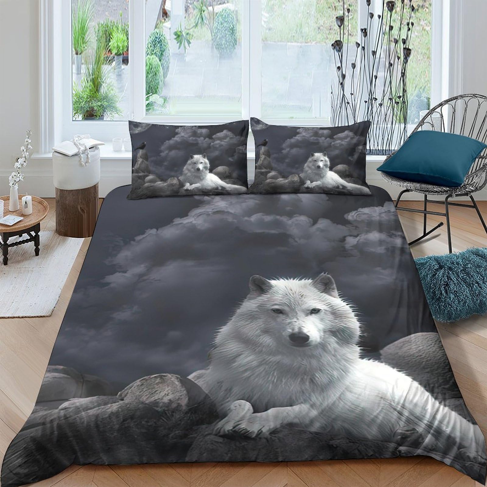 Ensemble de literie loup doux et respirant avec parure de lit 135x200 cm