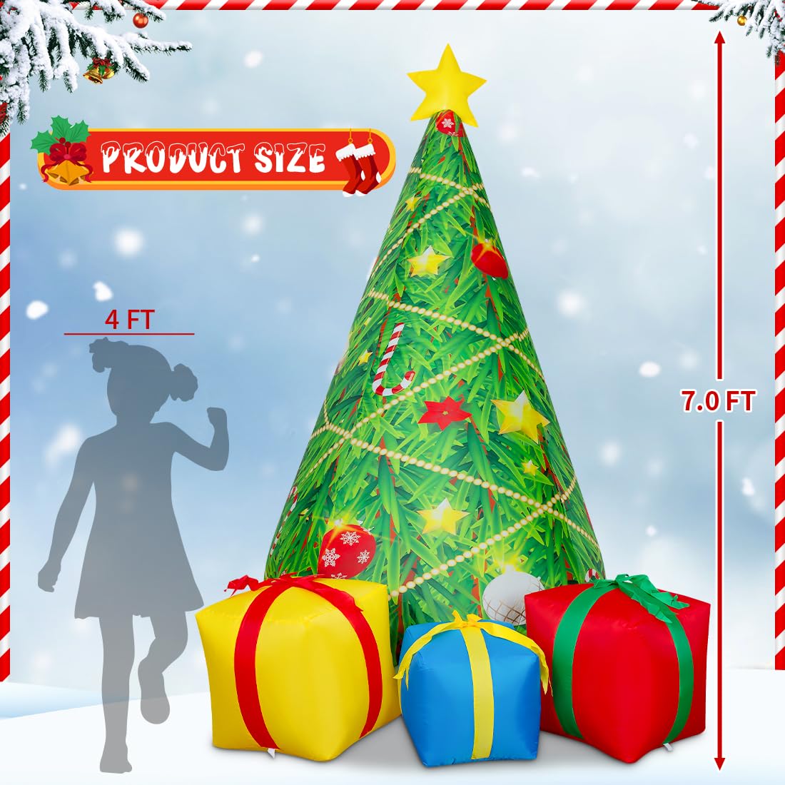 COMIN Pupazzo di neve gonfiabile natalizio all'aperto con scatola, decorazione da cortile con luci LED integrate per vacanze/festa/Natale/cortile/giardino