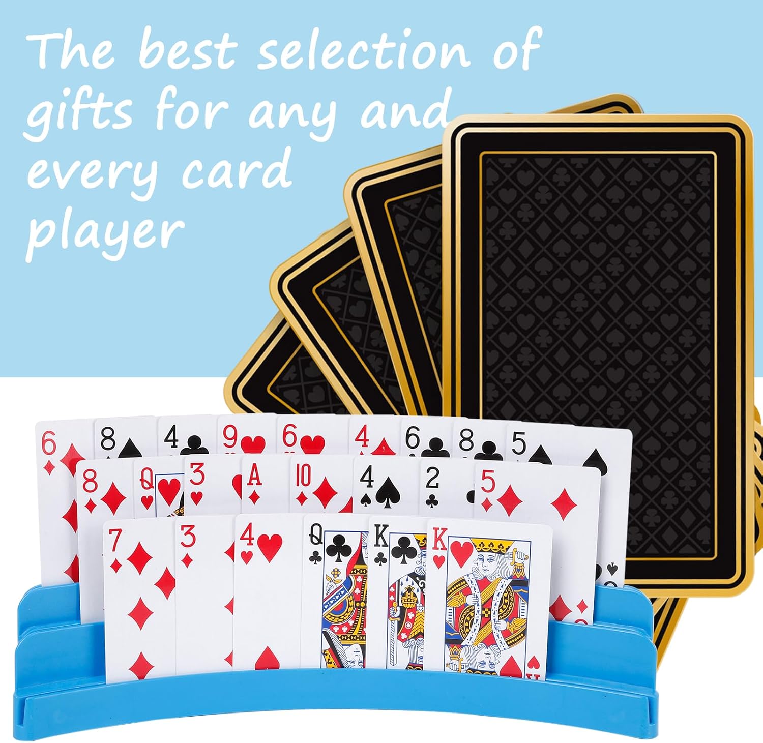 Three-Layer Design Playing Cards Holders，Playing Card Holder for Kids Adults Hands Free Card Holder for Family Card Game Nights Poker Parties
