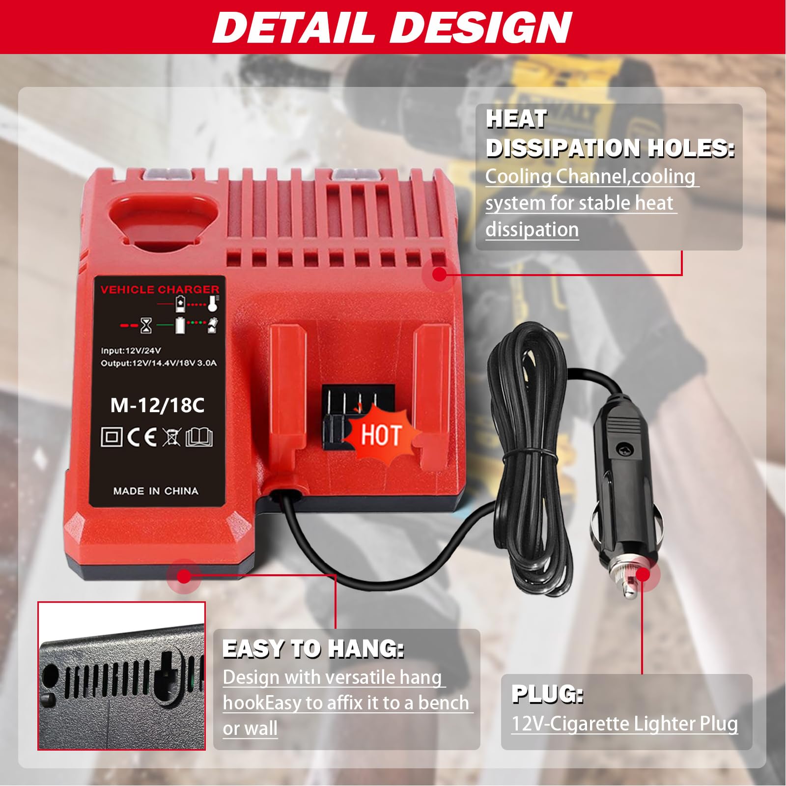 Caricabatterie di ricambio per batteria MIL N12N18 12V-18V