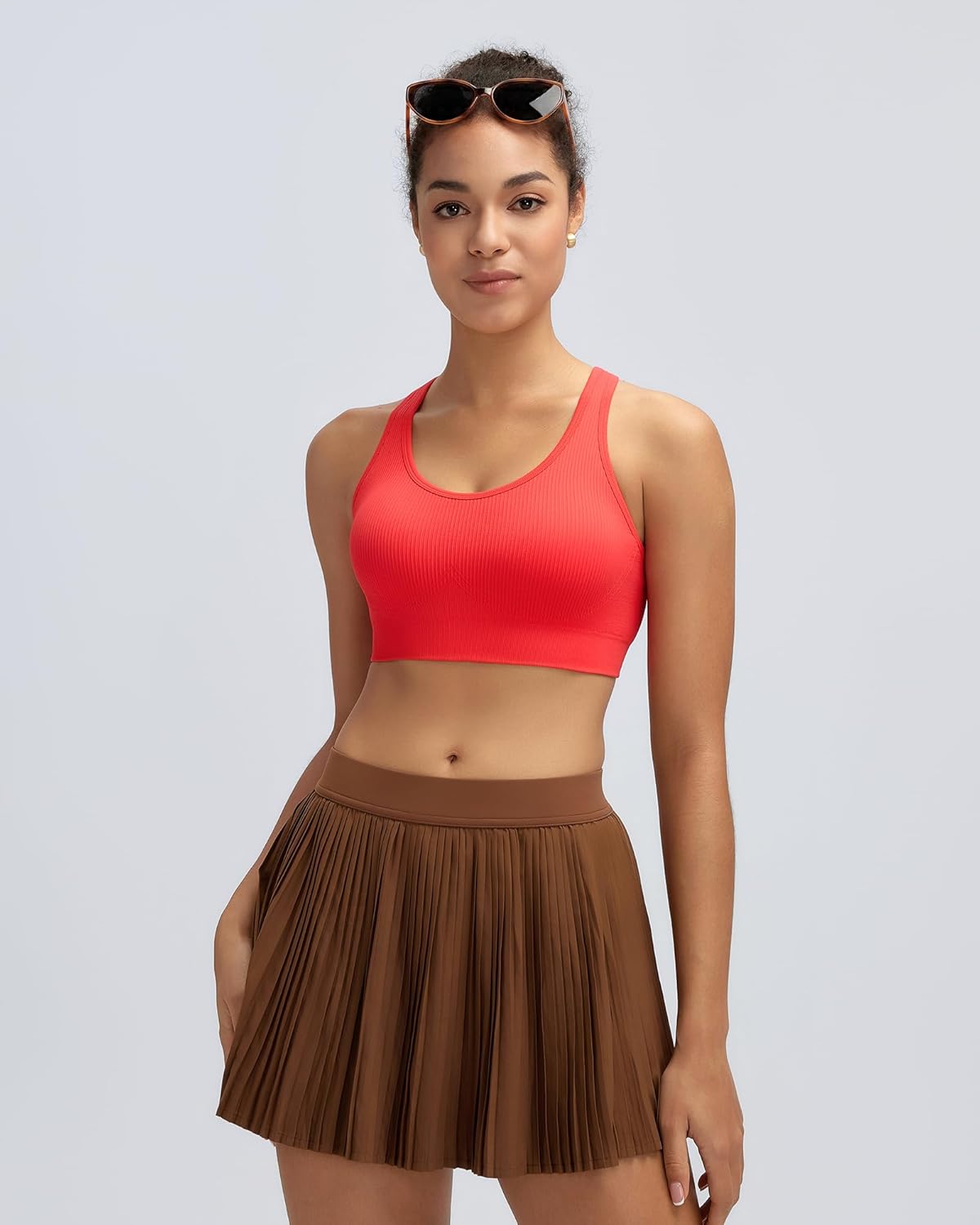 RUNNING GIRL Sports Bras for Women,Seamless Strappy Sports Bra High Support Crisscross Back with Removable Pads