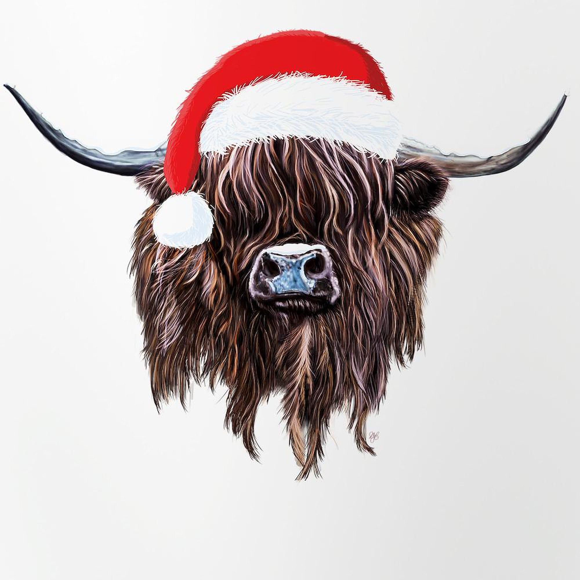 CafePress Highland Cow Santa Hat Xmas Pint Glass, 16 oz. Drinking Glass