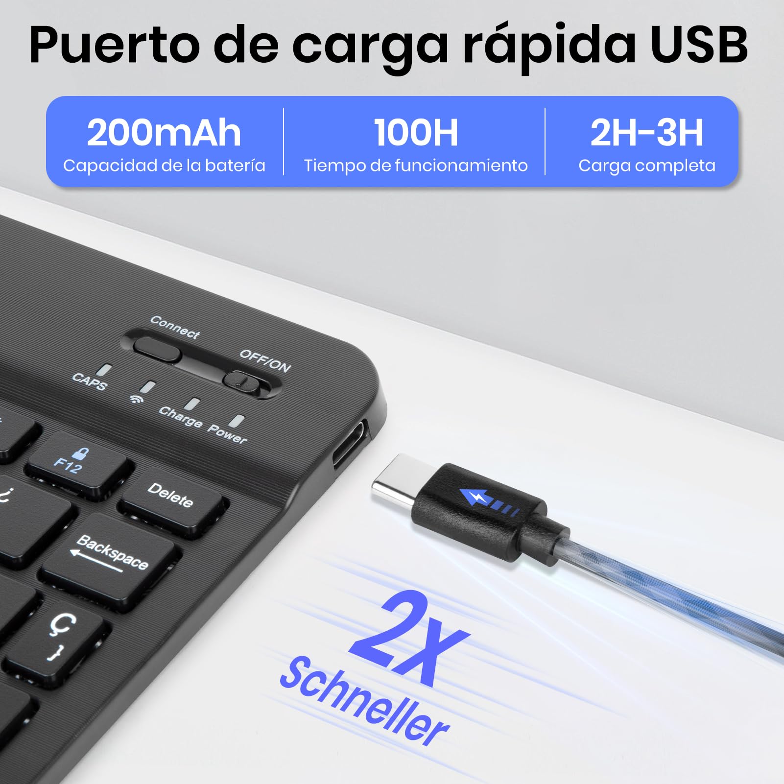 Funda con Teclado para Samsung Galaxy Tab A9+/A11+ 11 Pulgadas 2023/2025, [Español] Teclado Tablet Galaxy A11+ Funda Protectora, Desmontable Portalápices Teclado para Tablet Samsung A11 Plus (Negro)