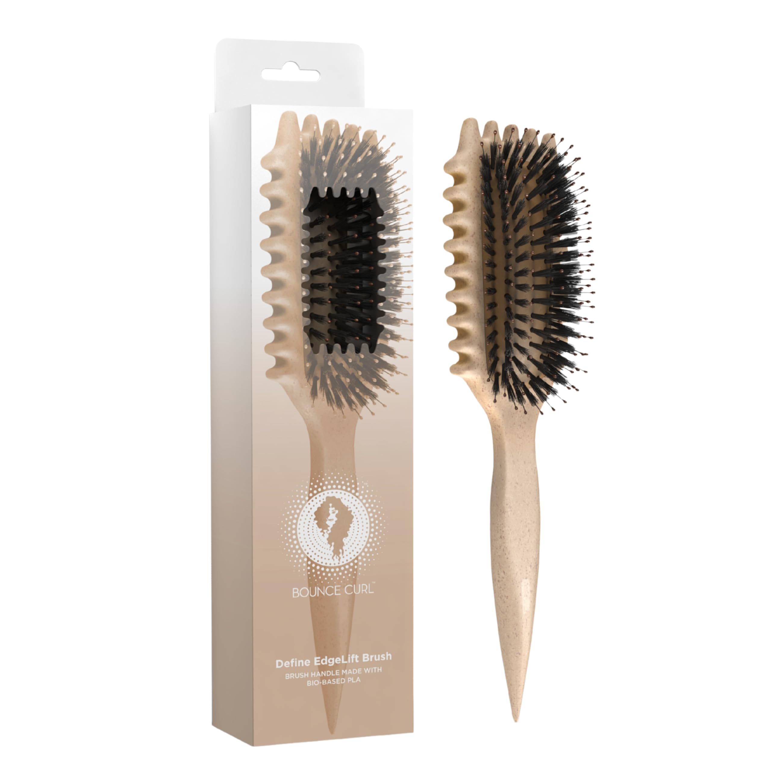Bounce Curl Define EdgeLift Brush, 5-in-1 Tool Reduces Defined Curls, Waves, Coils and Frizz - Tan