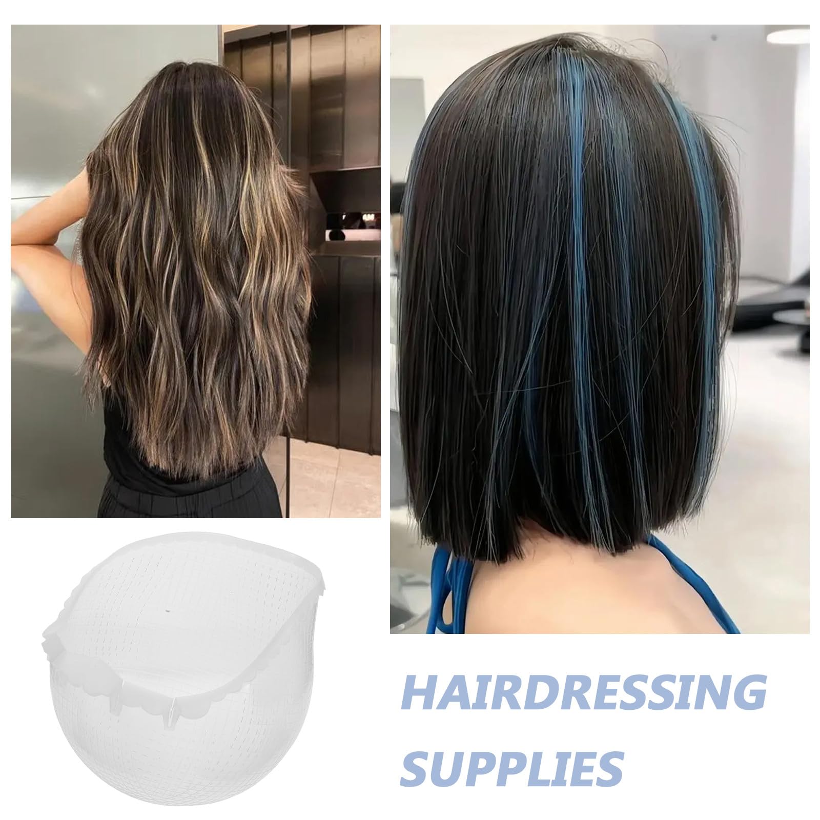 Zerodeko Gorro de Silicona para Teñir el Cabello con Agujeros Cruzados, Elástico y Reutilizable, Aplicación Precisa para Salón y Uso Doméstico