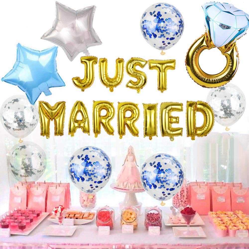 Party Ballonnen Just Married Goud/Wit (6st