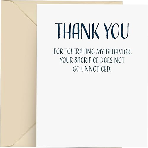 Tarjeta de agradecimiento divertida, tarjeta de agradecimiento, tarjeta de agradecimiento individual con sobre, 4.25 x 5.5, interior en blanco,