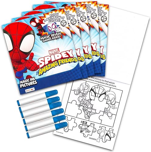 Miniatura 2 de Spidey and His Amazing Friends Imagine - Juego de libros para colorear de tinta para niños, paquete de 12 libros para colorear de tinta mágica sin