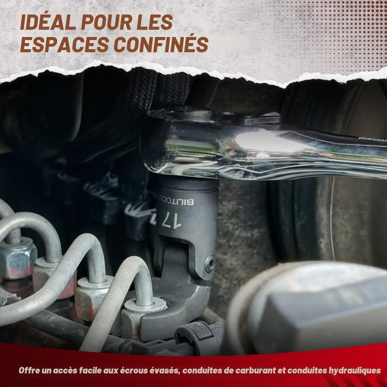 BILITOOLS Clés à tuyauter articulées Crowfoot 12-19 mm, 6 pièces