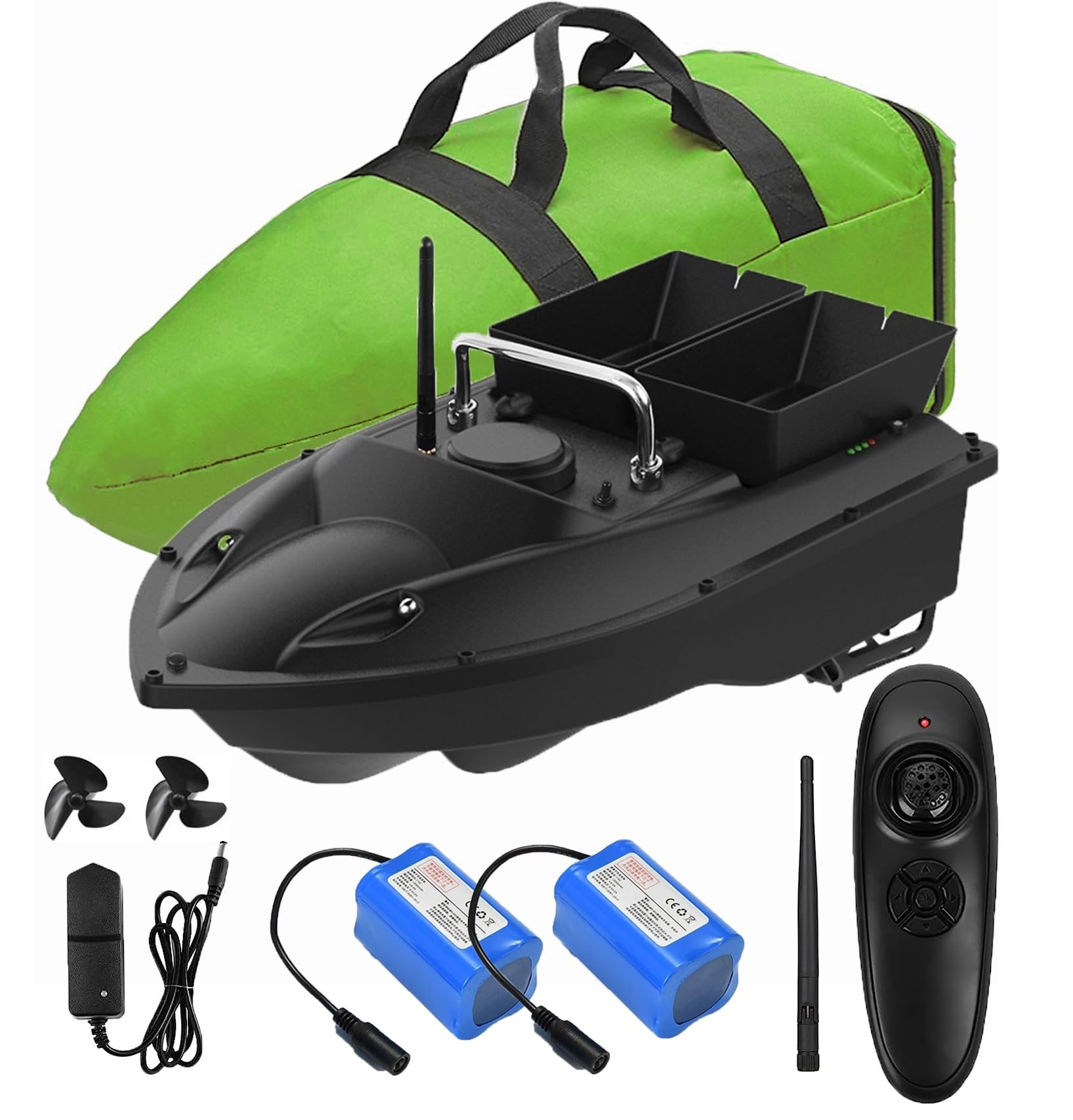 12000mah Bateau amorceur,Carpe Fishing Bait Boat Hook Post Boat avec trémie d'évier au Fond FishFinders Sonar Capteur Wireless Remote Control Tet Boat