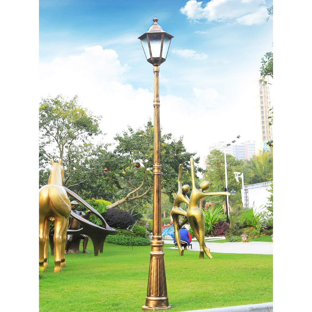 Lampadaire d'extérieur traditionnel E27 à tête unique pour l'extérieur IP65 en verre étanche à l'eau - Lumière européenne rétro en aluminium - Pour chemin