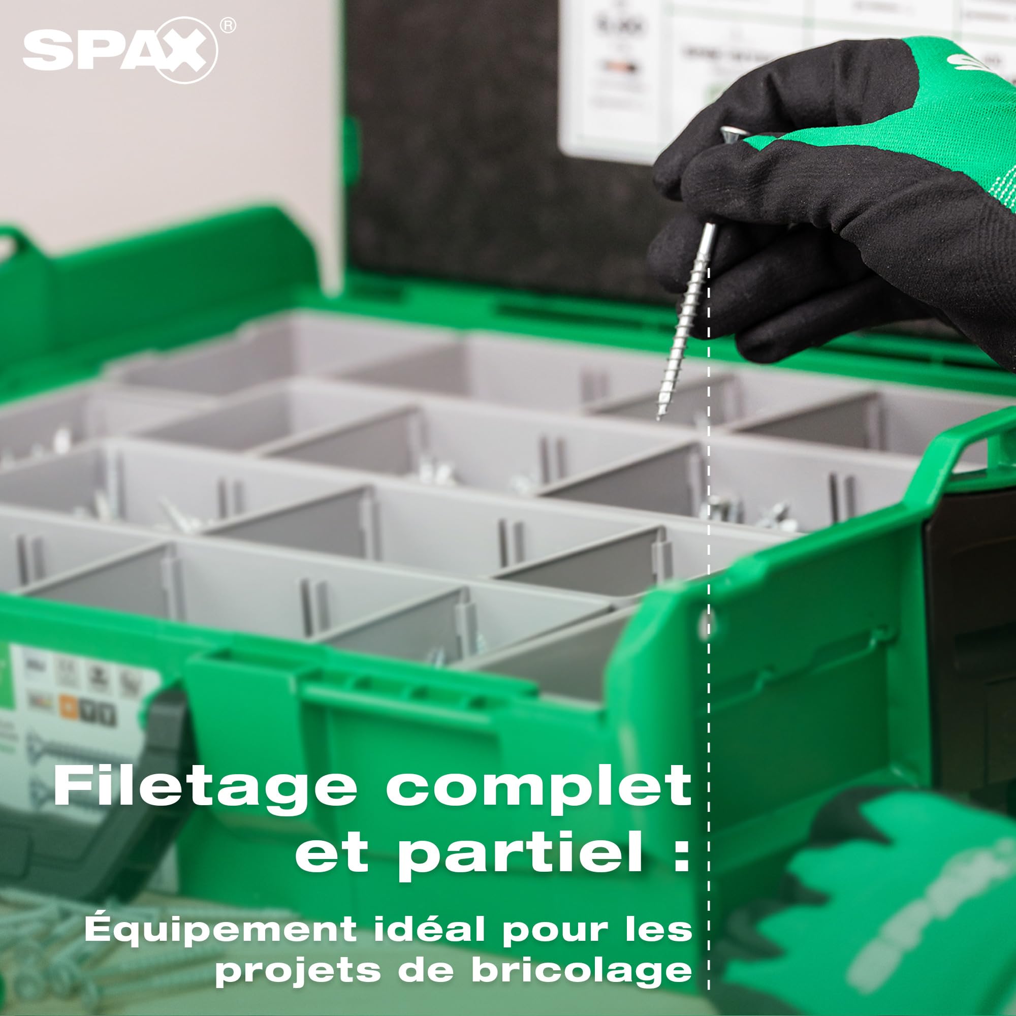 SPAX Coffret de montage - L-BOXX grande avec 2.445 vis à tête fraisée en 16 dimensions, WIROX A9J, T-STAR plus, incl. gants de travail et BITBOX, 8000000294532