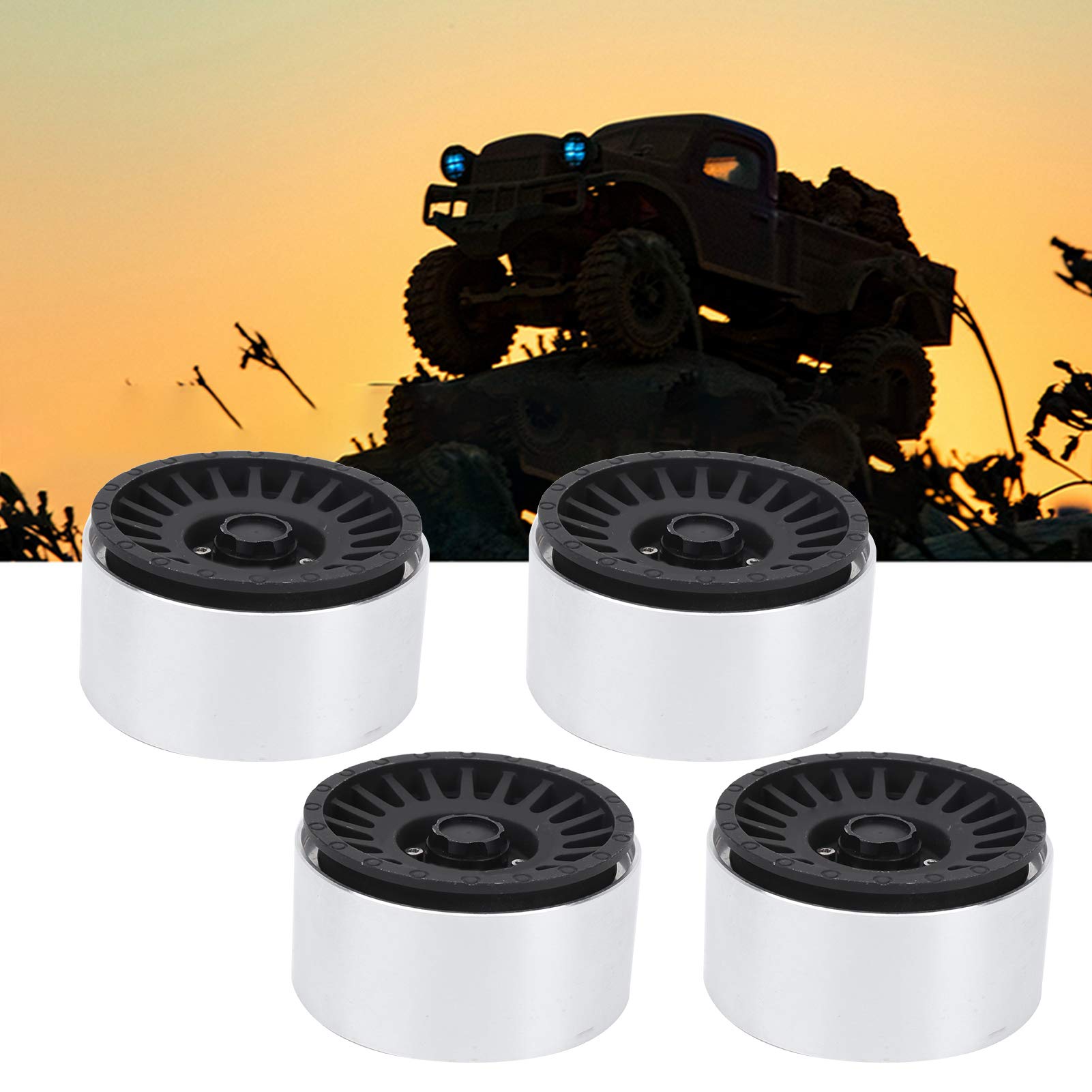 RC Metalowa Piasta Koła Silna odporność na korozję 1/8 1/10 RC Samochód CNC Gąsienica Piasta Koła dla SCX10 Akcesoria 4 Sztuk (Czarny)