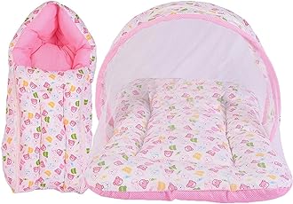 Mattress with Mosquito Net & Sleeping Bag Combo 0-6 Months (Pink)