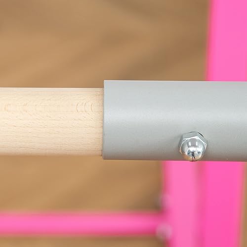 Miniatura 9 de Qaba Barras horizontales dobles, barras desiguales juveniles para gimnasia para el hogar con alturas ajustables de 13 niveles de 36 a 59 pulgadas,