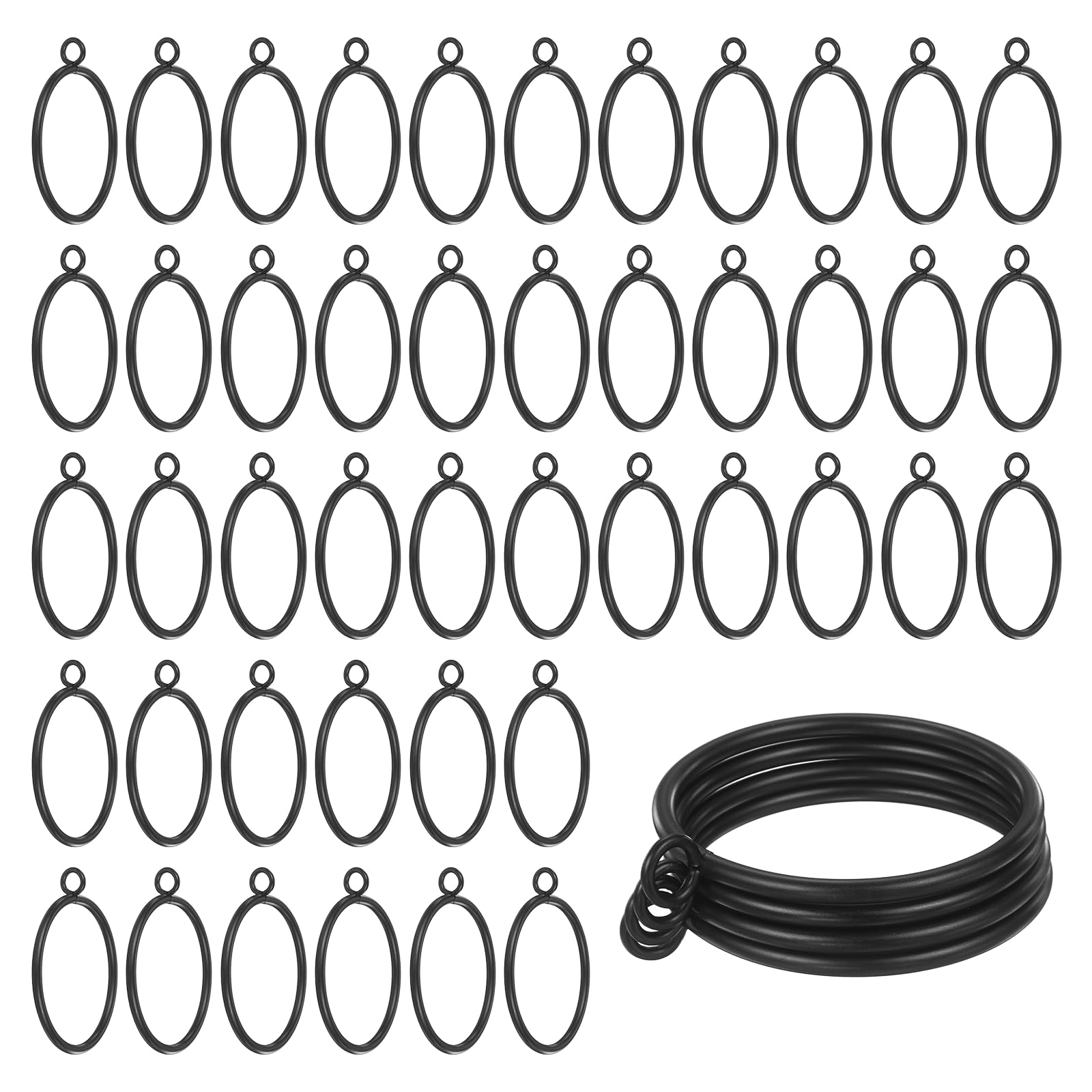 sourcing map 50 Stück Vorhangringe mit Öse, rostfreie Metallösen, Gardinenringe, 55 mm Innendurchmesser, für Gardinenstangen, hängende Vorhänge, Kleidung, Hüte, Handtücher, Schwarz