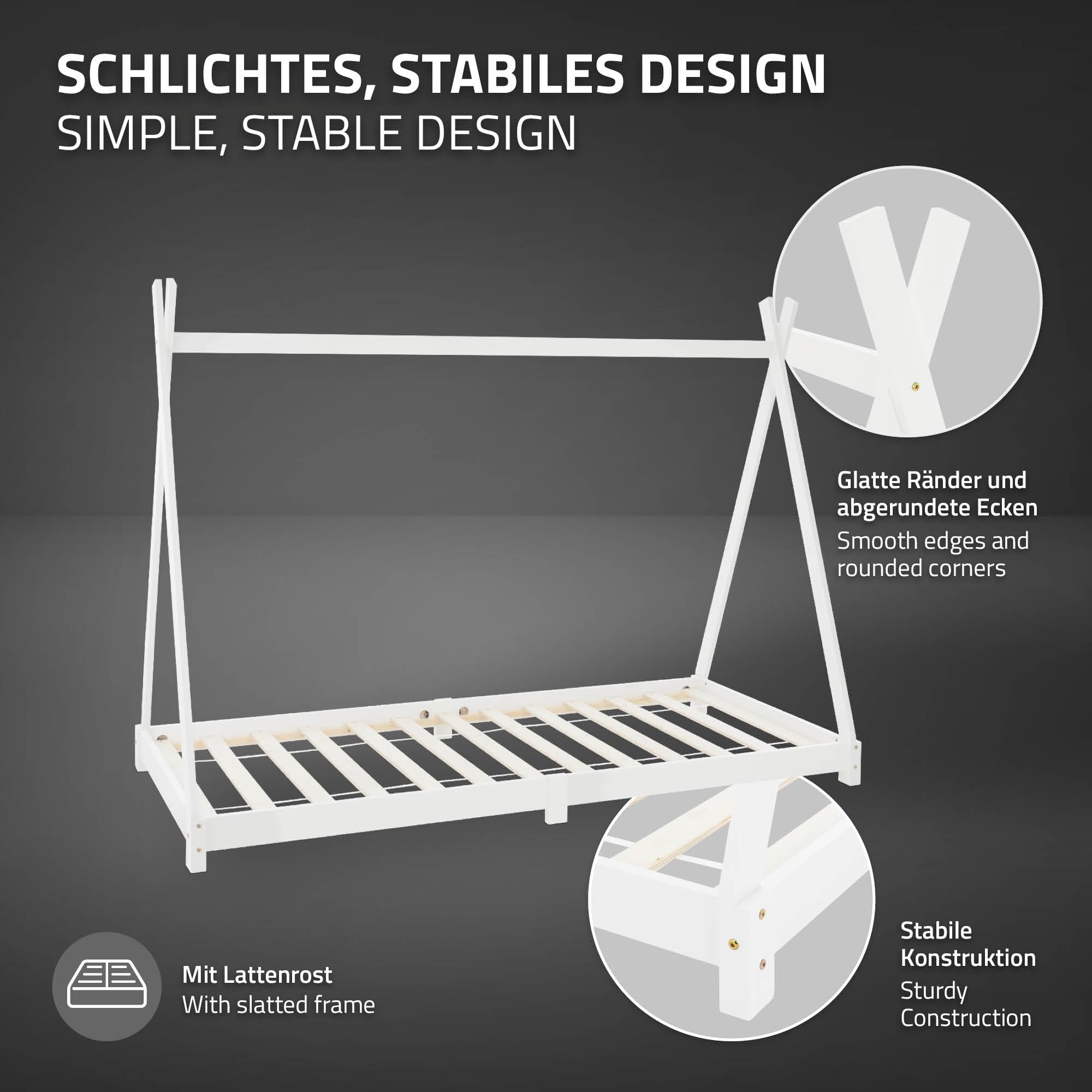 ML-Design kinderbed 80x160 cm met uitvalbeveiliging, dak en lattenbodem