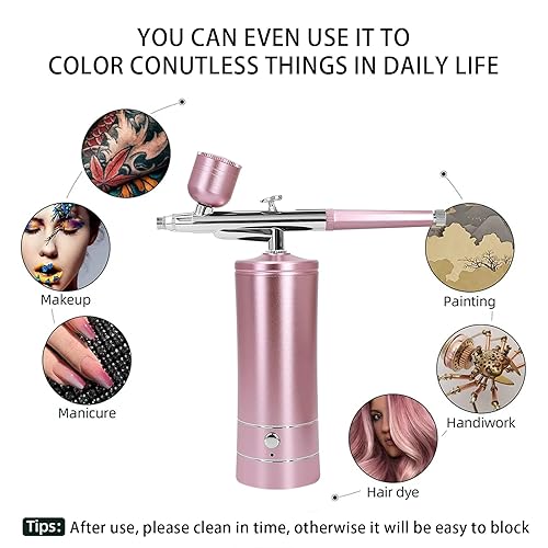 Miniatura 32 de Kit de aerógrafo con compresor de aerógrafo, dijes de uñas, cepillo de aire inalámbrico para peluquería, arte de uñas, decoración de pasteles, Negro