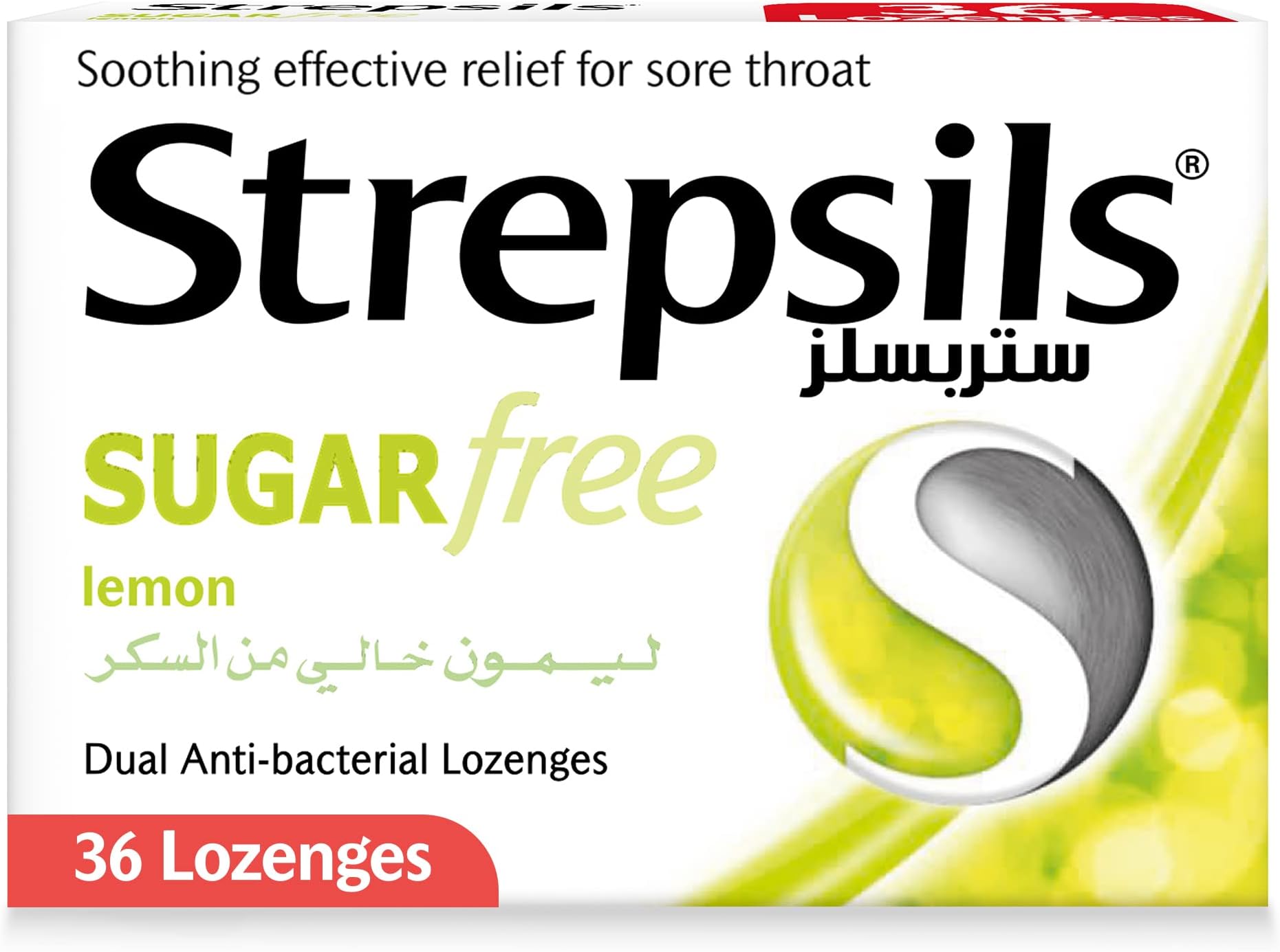 Lemon Sugar Free, Soothing Effective Relief from Sore Throats, 36 Lozenges