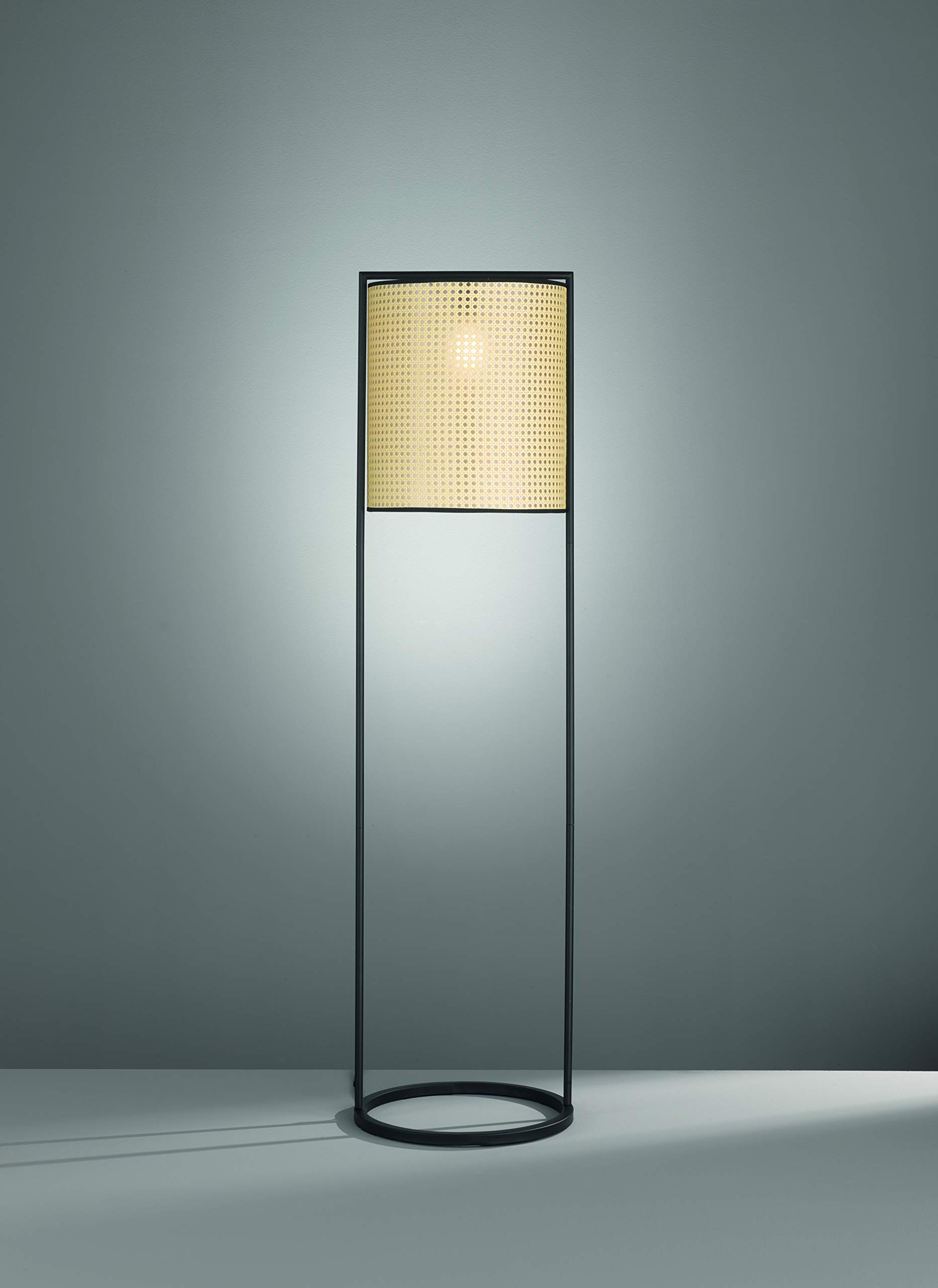 Lampada A Stelo Fischer & Honsel Con 3 Attacchi E27: Paralume In Rattan Beige, Struttura Nero Opaco - 5