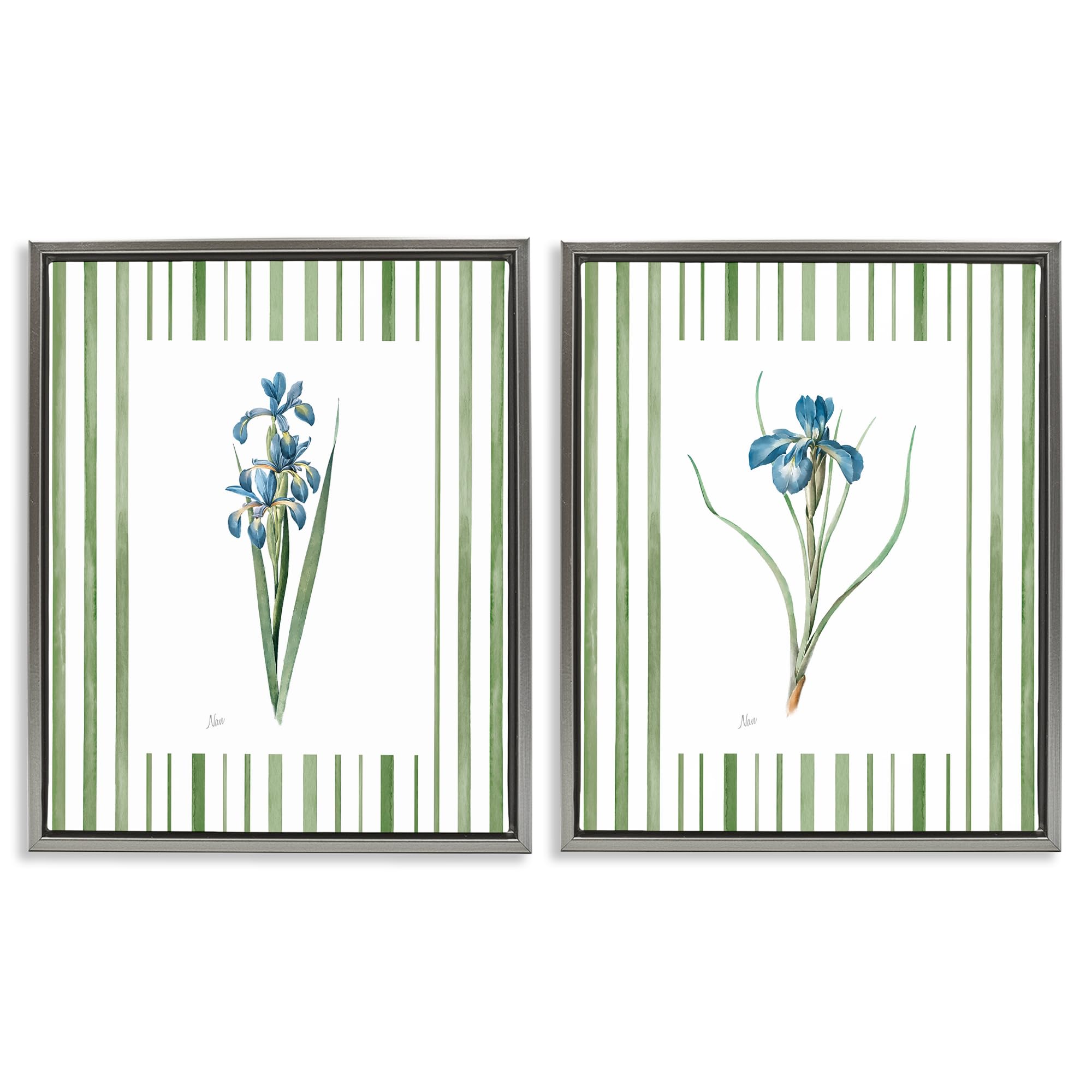 Irises and Stripes Floral, 24 x 30 Inch Canvas in Floater Frame Set