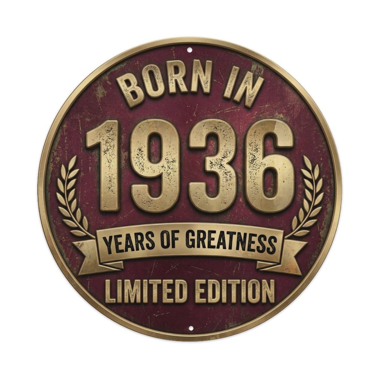 Okahys 8X8inch(20X20cm) Born In 1936 Years Of Greatness Year-Themed Birthday Gift Metal Tin Sign