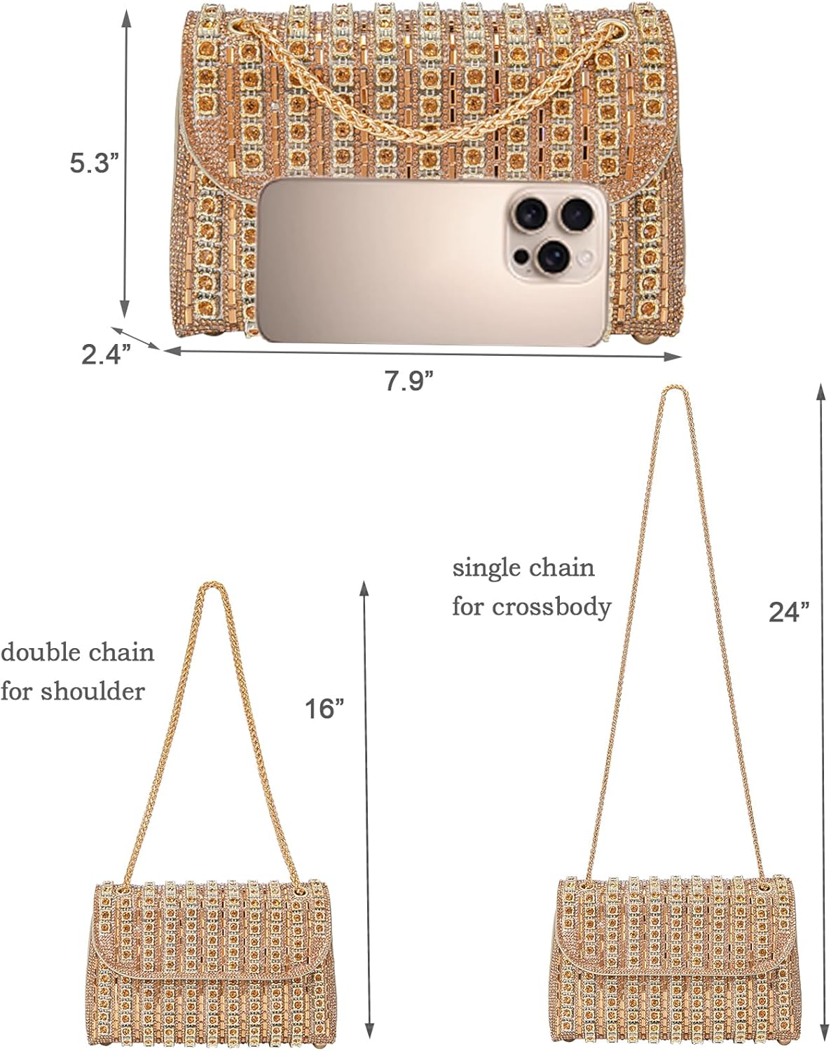 Women's Evening Handbags Rhinestone Purse Crystal Evening Clutch for Women Formal