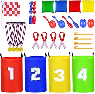 Outdoor Games Potato Sack Race Bags Party Games for Kids,3 Legged Race Bands,Bean Bag Toss Game, Egg and Spoon Race Game for Easter Games, Yard Games,Kids Party, Camping Games