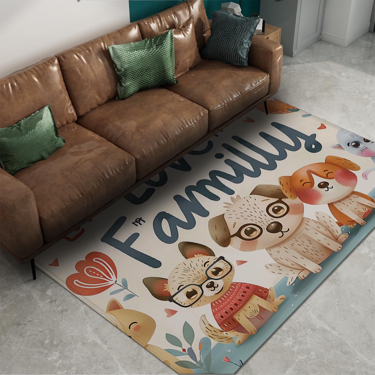 Tapis espace dessin animé animaux pour animer le sol du salon familial