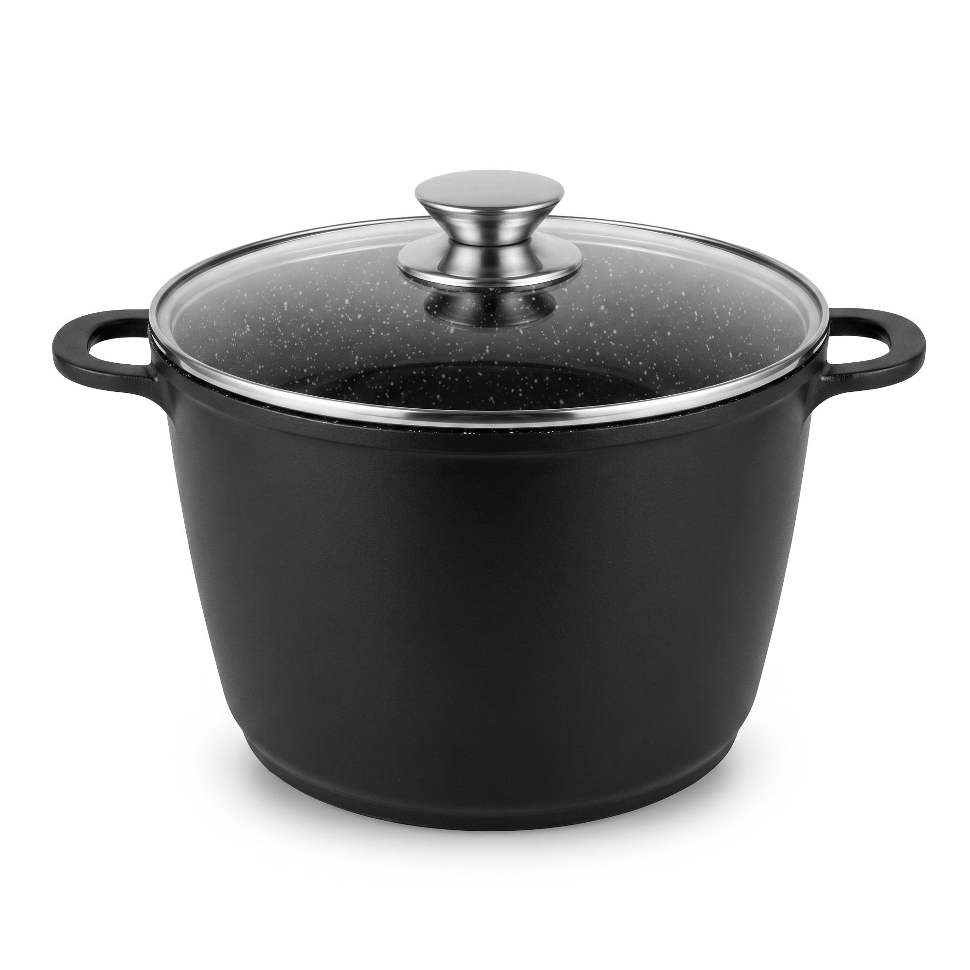 Kochtopf 10 L Suppentopf 28 cm Aluminiumguss Fleischtopf Antihaft Milchtopf Pastatopf Gemüsetopf Schmortopf Induktionstopf mit Glasdeckel Bratentopf für alle Herdarten auch Induktion