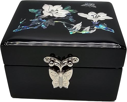 Miniatura 3 de Adornos de caja de joyería de laca hechos a mano, hechos de madera maciza con nácar natural tallado y pegado, se puede utilizar para almacenar