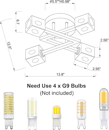 Miniatura 9 de AMZASA Lámpara de techo semiempotrada, moderna lámpara de techo de cristal dorado para entrada, pasillo, comedor, cocina, sala de estar, dormitorio