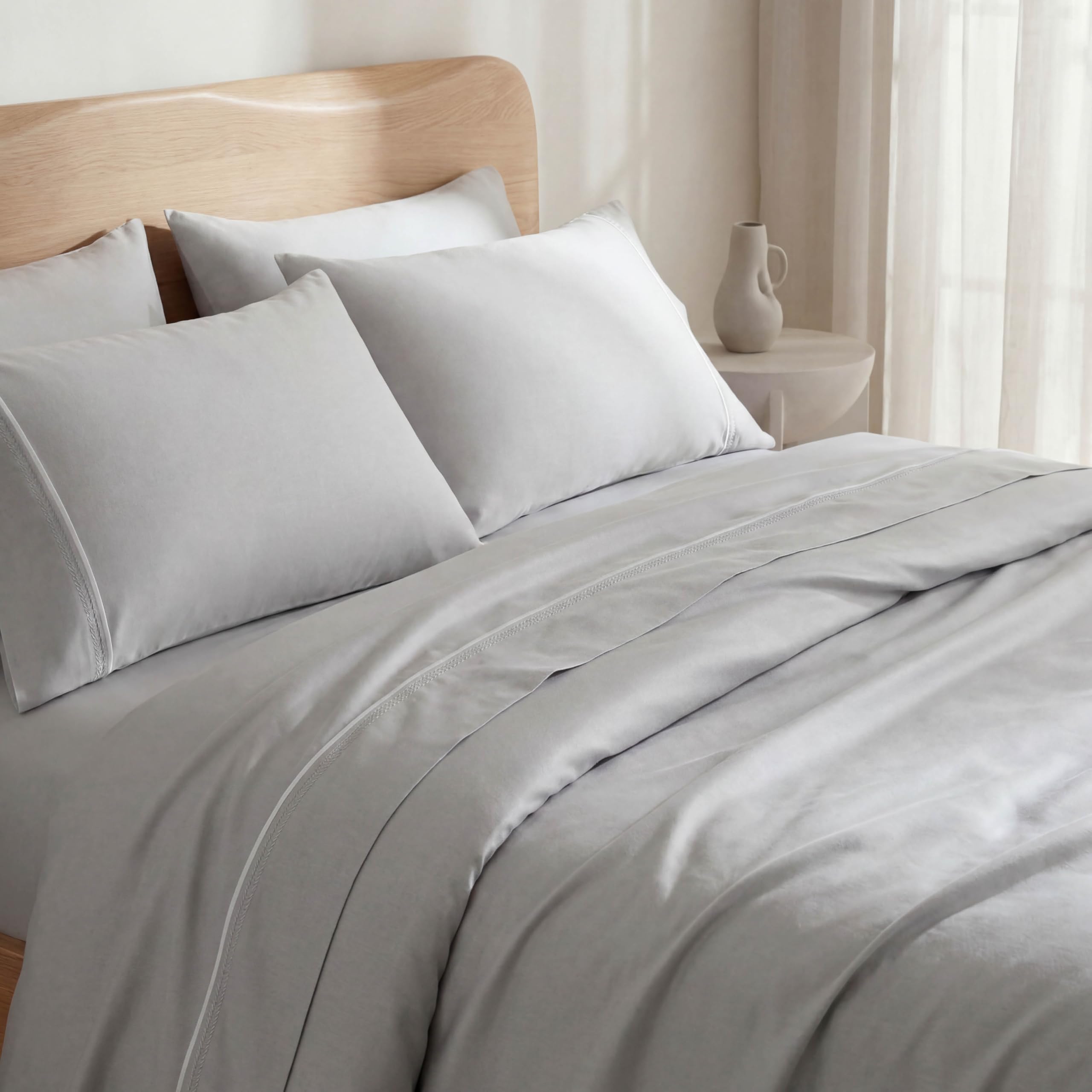 Antilo Sábanas Lyocell 300 Hilos Efecto Seda, Frescas Verano, Cama 150/160 | Frescor natural: el lyocell absorbe la humedad y regula la temperatura. Incluye encimera, bajera y 1 funda de almohada.