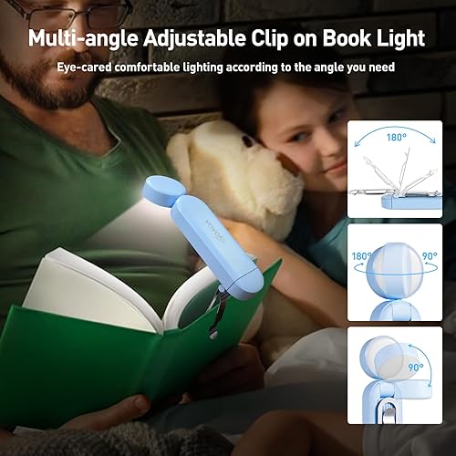Miniatura 83 de VAVOFO Luz de libro recargable por USB, bloqueo de luz azul, luz de lectura en forma de marcador de clip ámbar, 6 LED para el cuidado de los ojos