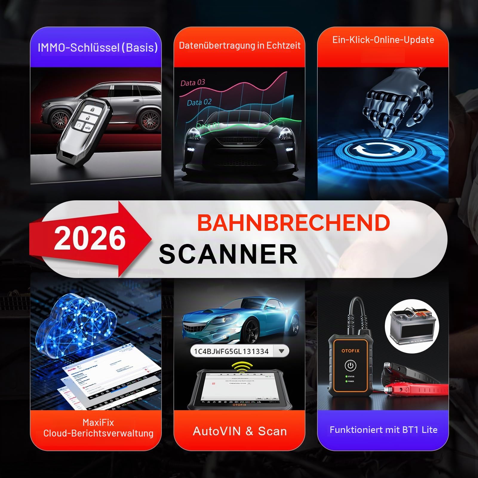 OTOFIX D1 Lite Obd2 Diagnosegerät, 2026 Alle Systemdiagnosen Auto Diagnose Scanner, KFZ-Codeleser mit Active Test, 38 Servicefunktionen, Ölrückstellung, EPB, SAS, BMS, 2 Jahre kostenloses Update
