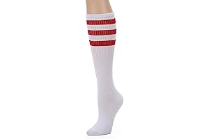 Over the Calf Tube Socks, Red Striped Knee High Socks
