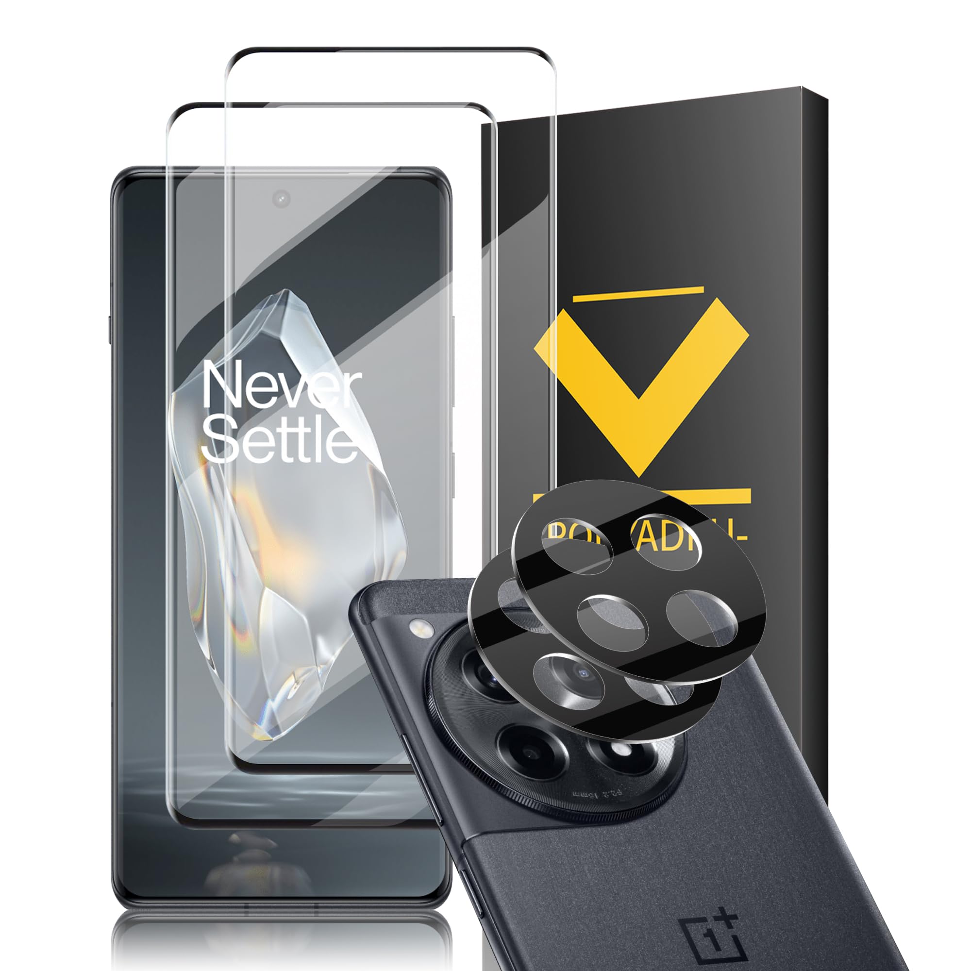 Tzstz 2+2 Pezzi Vetro Temperato per OnePlus 12R 5G Protezione Schermo ,3D Copertura Completa Pellicola di Protezione,Senza Bolle, Antigraffio,HD Pellicola di Protezione Dello Schermo