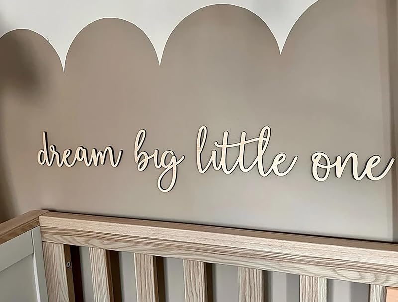 Dream Big Little One Sign,Dream Wall Decor,Nursery Wooden Scrip for Nursery Above Crib Boy Room Office Home Wall Art Baby Shower Party Decorations