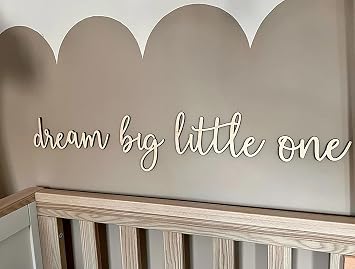 Dream Big Little One Sign,Dream Wall Decor,Nursery Wooden Scrip for Nursery Above Crib Boy Room Office Home Wall Art Baby Shower Party Decorations