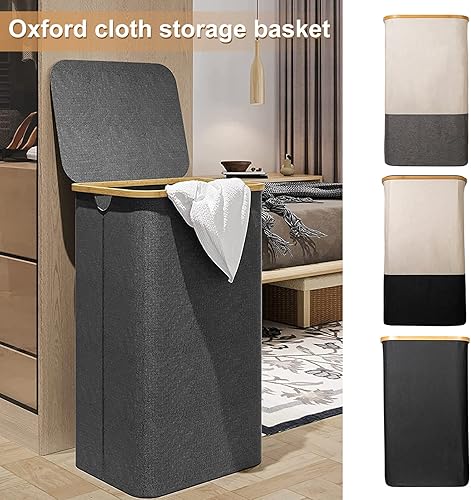 Miniatura 3 de AMAMIA Cesta de lavandería plegable de gran capacidad de 105 litros con tapa y asa, cesta de ropa con bolsa interior extraíble para dormitorio,