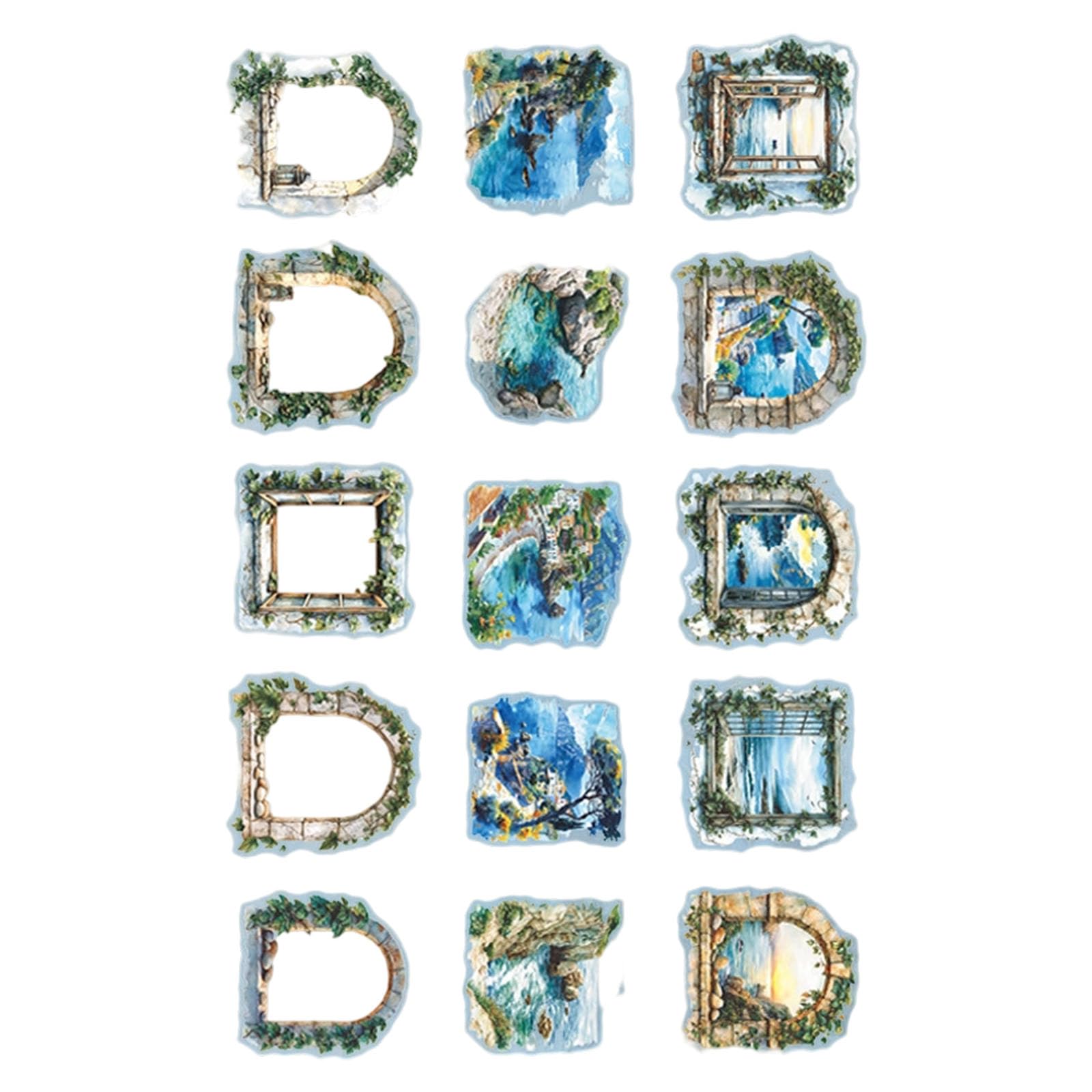 Jazuaiao Multiple Scene Pane Plan Gluey Transfers 15 Panes for Handicrafts Journals Home Deck Applications Waterproof Art Transfers
