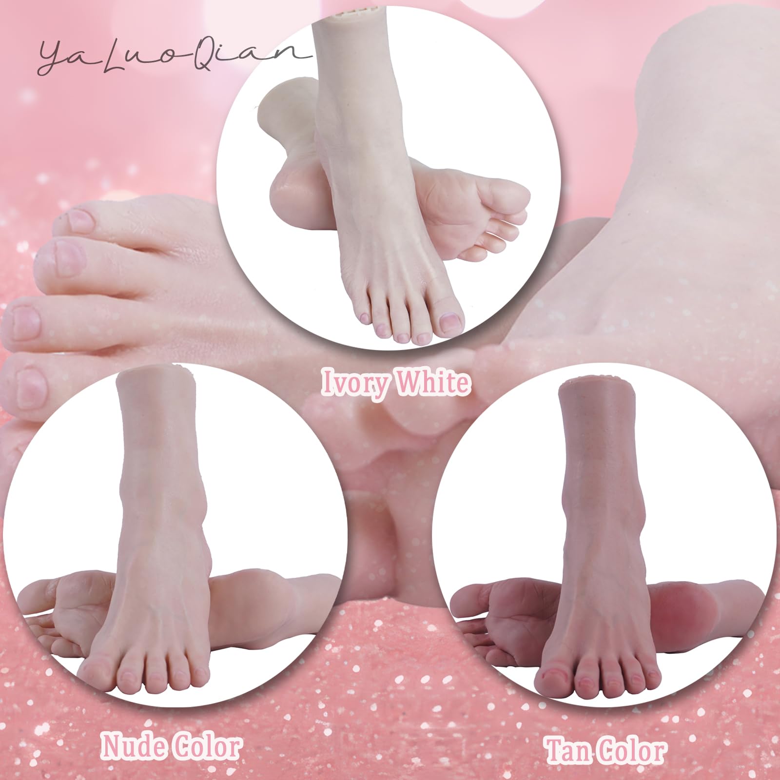 Schaufensterpuppe für weibliche Füße, Silikon, realistische Fuß-Display für Schmuck, Schuhe und Socken, 1 Paar