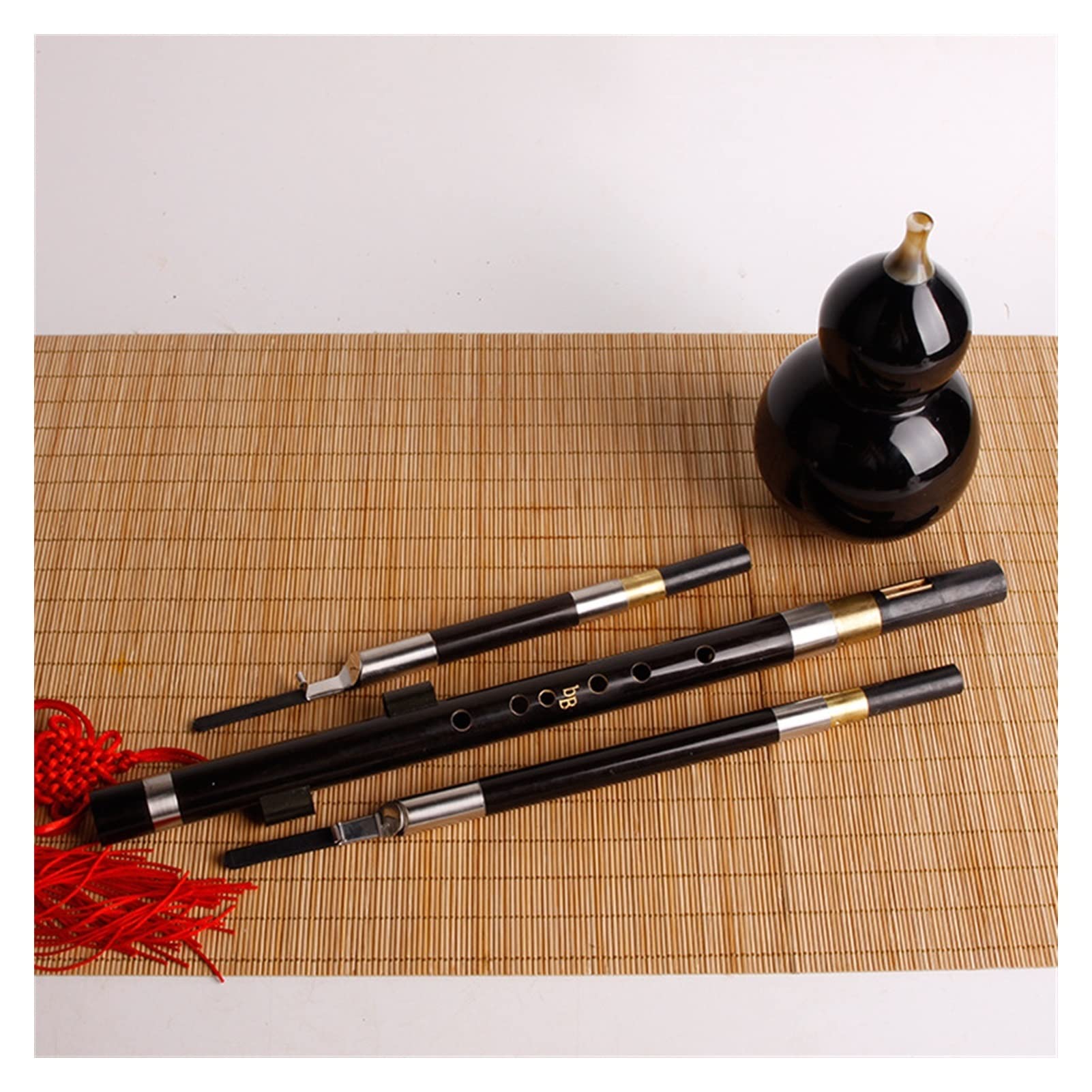 Hulusi-Flöte Musical Instrument Black Wood Cucurbit Seide Handgemachte Wind (Color : Bb)