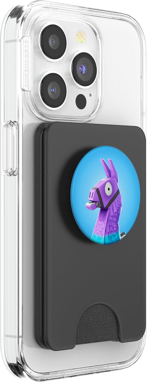 FORTNITE Fortnite Llama PopSockets Stand for Smartphones and Tablets: Swappable Grip for Phones & Tablets, PopSockets PopWallet for MagSafe - Black, Purple