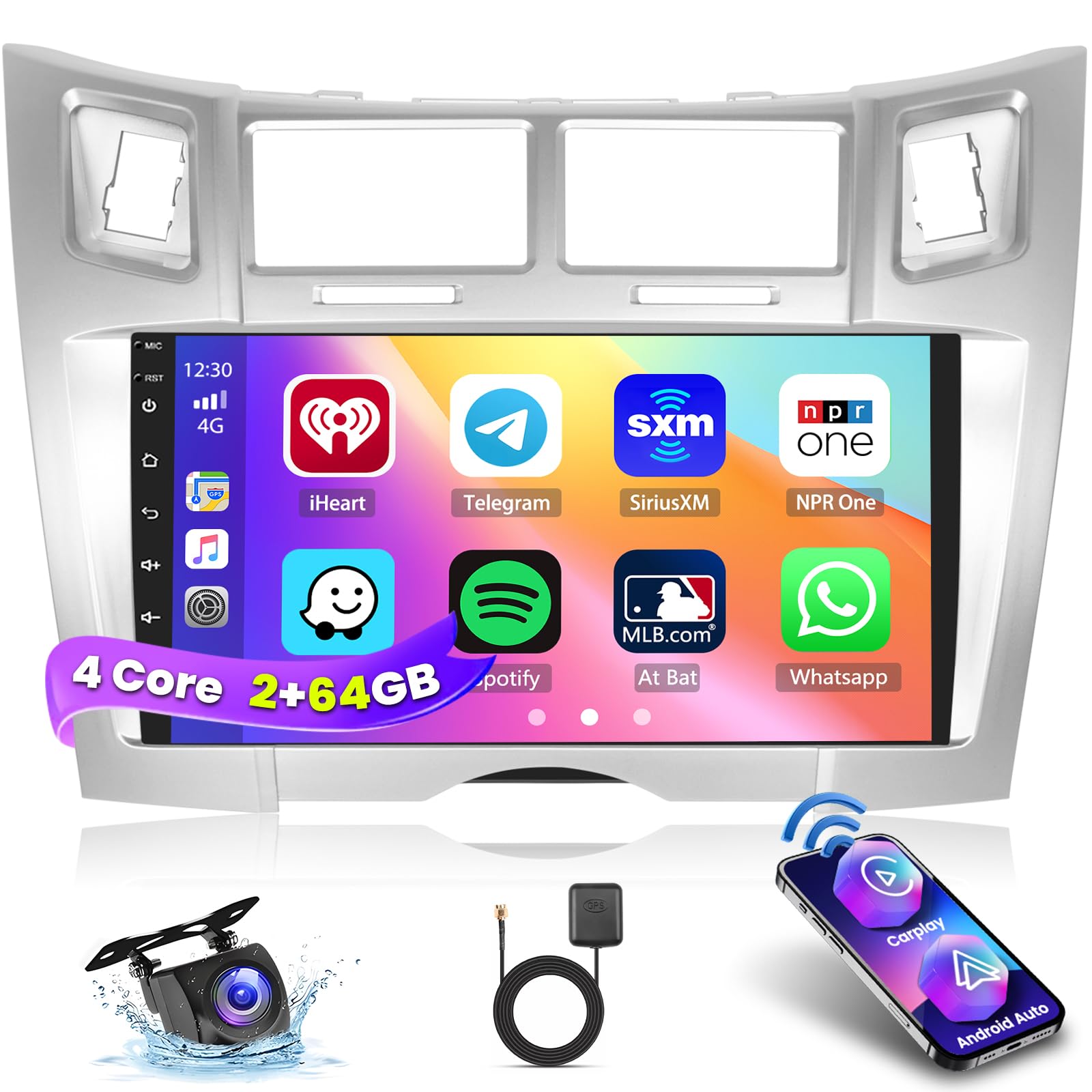Inefala 2G+64G 9'' Autoradio Android 15 pour Toyota Yaris/Vizi 2005-2011