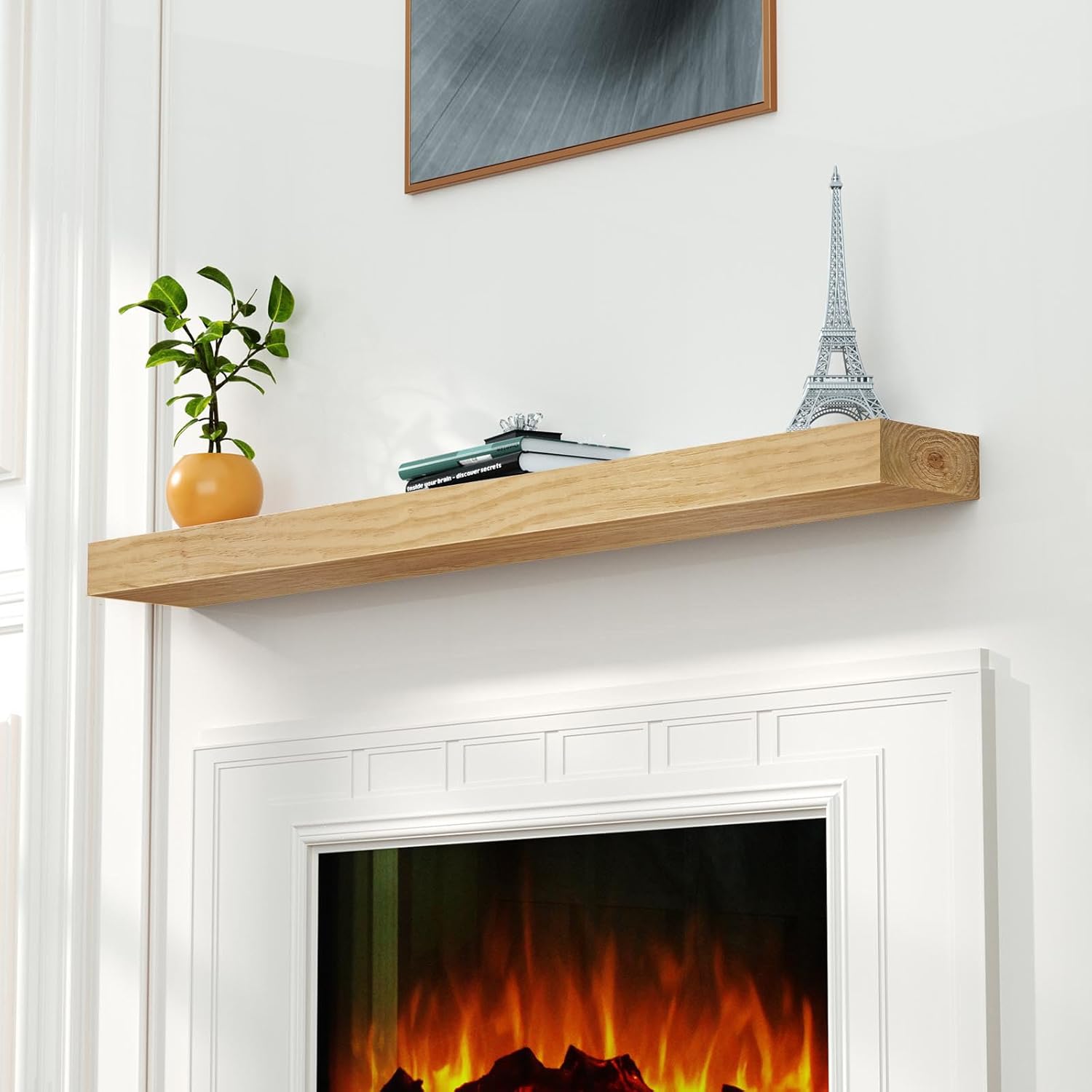 LOVMOR Fireplace Mantel 72" Wood Mantels for Over Fireplace,Wall Mount Fireplace Mantel Shelves,Mantels Over Fireplace | 72" x 8" x 3"-Aged Oak