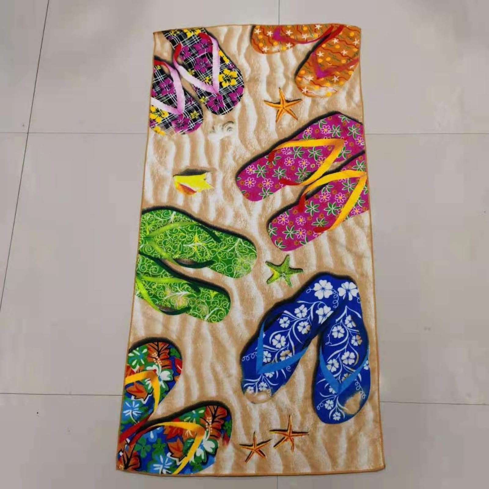 Telo Mare Microfibra Grande 200 x 200 Sandali Colorati, 3D Oceano Telo Mare Leggero Antisabbia per Donna Uomo, Asciugamano Microfibra Asciugatura Rapida per Bagno, Spiaggia, Campeggio, Viaggio